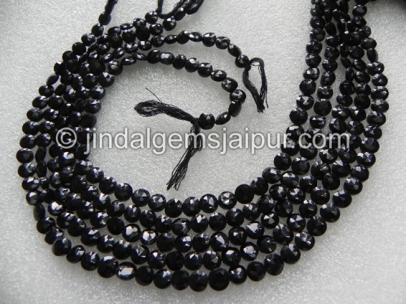 Black Spinel Faceted Coin Shape Beads